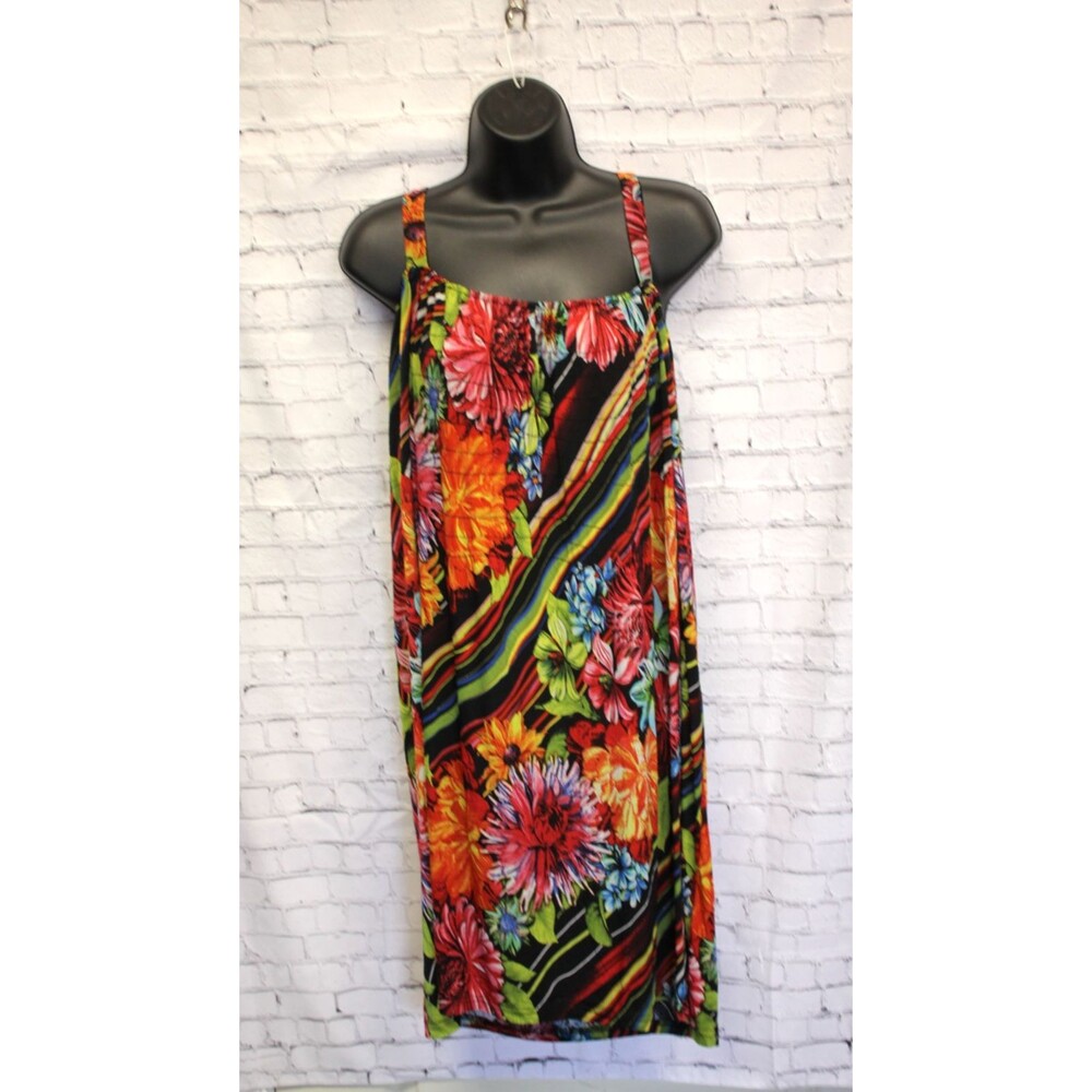First Love Womens 1X Floral Dress Hawaiian Fall Boho Cottagecore Strappy Flowy